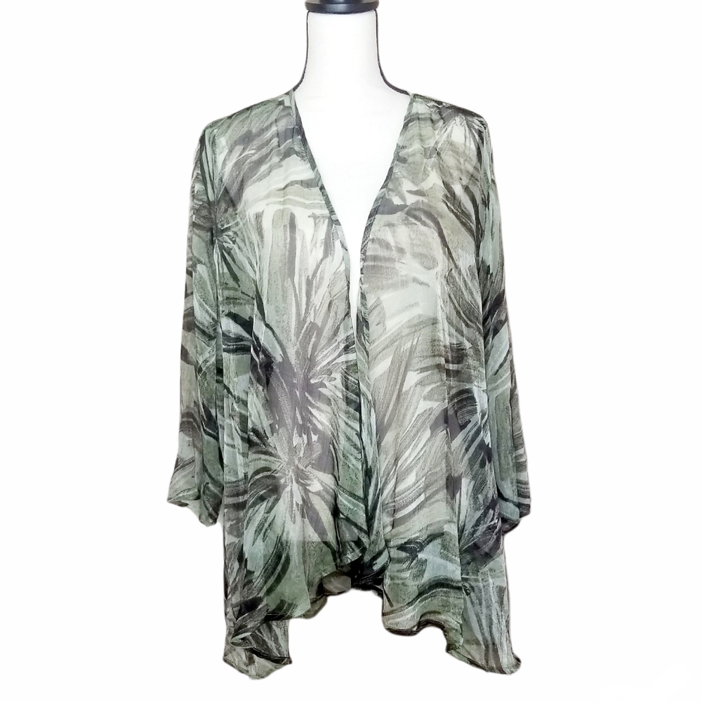 Chico's Chiffon Kimono Style Topper EUC  sz 3